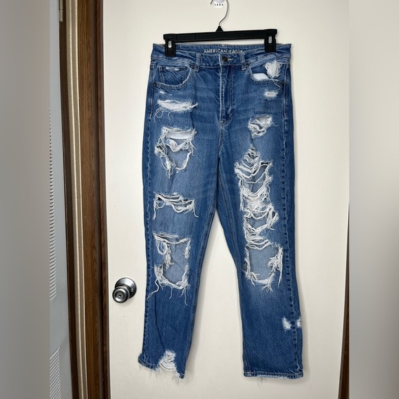 American Eagle Outfitters Denim - American Eagle Outfitters Blue Boyfriend Jeans Raw Hem